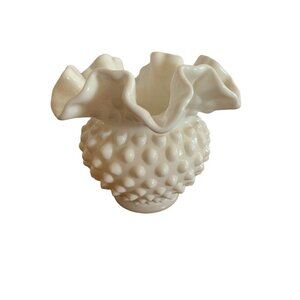 Milk White Hobnail Vase 4.25 inch tall Vintage